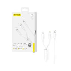 Cabo 2 em 1 Foneng XS09 Tipo-c to (Tipo-c+Lightning) 60W 1,2M Branco